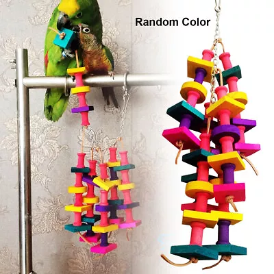 Parrot Pet Bird Chew Toys Perch Budgie Cockatiel Large Hanging Swing Cage Wooden • £7.49