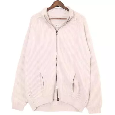 Johnstons Cashmere100 Arm Patch Zip Up Cardigan/jacket Jacket XL Light Beige • $226