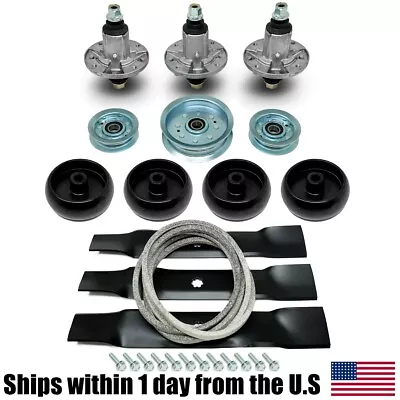 Lawn Mower Deck Rebuild Kit For John Deere D140 Blades Pulley Belt Wheel Spindle • $140.99