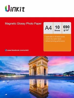 £11.99 • Buy Magnetic Photo Paper A4 High Glossy Fridge Paper 650Gsm Thick Paper 10 Sheets