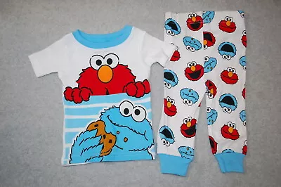 Baby Boys S/S Knit Pajamas Set ELMO & COOKIE MONSTER Sesame Street SIZE 9 MO • $16