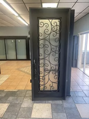 Wrought Iron Single Entry Door 36  X 96  Floral With Operable Glass • $2150