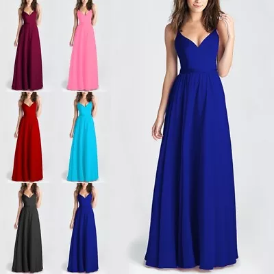 Women Maxi Dresses Short Sleeve Party Long Dress Ladies Belt Cocktail Elegant • £19.69