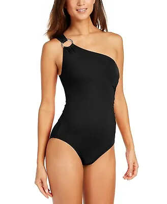 Michael Kors BLACK Embellished One-Shoulder One-Piece Swimsuit US 12 • $56.10