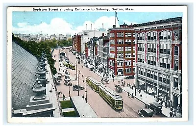 1923 Boylston Street Showing Entrance To Subway Trolley Boston MA Massachusetts • $4.50