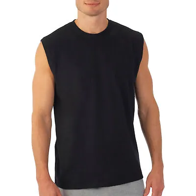 Mens Sleeveless Muscle Tee Cotton 3 Pack Solid Blank Tank Top T Shirt Gym Summer • $23.95