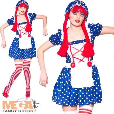 Cute Rag Doll Ladies Fancy Dress Dolly Womens Book Character Adults Costume New • £6.99