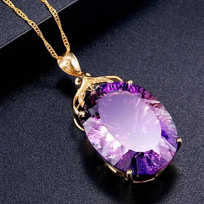 Fashion Purple Pendant Necklaces 925 Silver Gold Chain Women Wedding Jewelry • $2.57