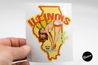  Illinois Pinup Girl Vintage Style Decal | Vinyl Sticker| Luggage Label | 5 Inch • $3.19