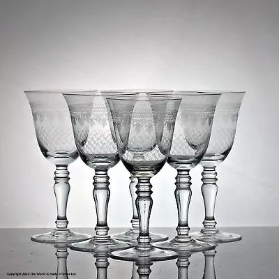 Set Of 6  Pall Mall /Lady Hamilton Pattern Balustroid Large Wine Glasses • £120
