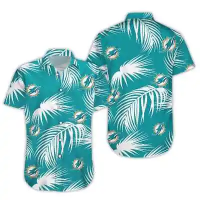 $29.44 • Buy Miami Dolphins Hawaiian Shirt Mens Casual Button-down Shirt Summer Beach Tops