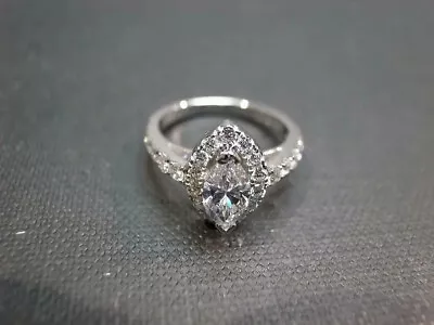 Halo Engagement Ring For Women In 925 Silver 1.43TCW Marquise Cut Moissanite • $207