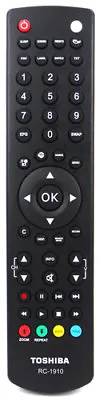 £11.25 • Buy Genuine Toshiba RC-1910 TV Remote For 22D1333B 24D1333DB 32W1333B 40L1333B ...
