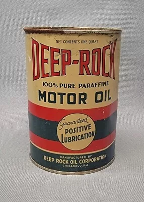 Vintage Deep Rock Paraffine Motor Oil Can Deep-Rock 1 Qt Not Often Seen Version  • $405