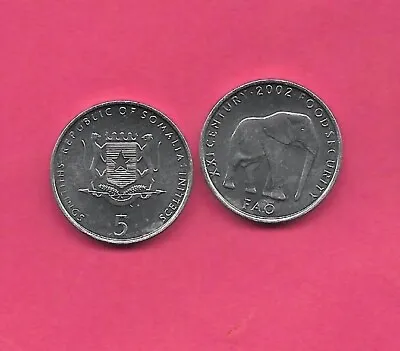 Somalia Km45 2002 Uncirculated-unc Mint-bu 5 Shilling Elephant Animal Coin • $2.20