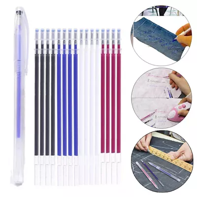 High Temperature Heat Erase Pen + 10pcs Replacement Refills Fabric Sewing Marker • £3.43