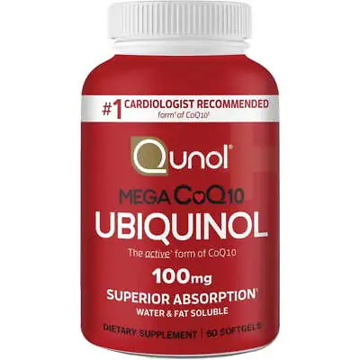 Qunol Mega Ubiquinol CoQ10 Softgels，Ultra Absorpt，Heart Health，Supplement，60CT • $22
