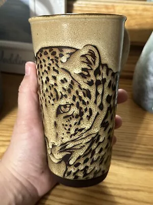 BLUE HARBOR Wildlife Big Cat Safari Leopard Cheetah Stoneware Coffee Mug 16oz • $15
