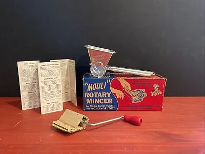 VTG NOS Mouli Steel Rotary Mincer-Herbs Garlic Lemon Eggs Recipe Pamphlet & Box • $44.95