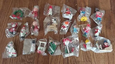 Vintage Wood Christmas Ornaments Wooden Made In Taiwan Miniature Lot Of 21 • $29.99