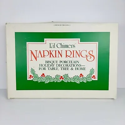 Jasco L'il Chimers Napkin Ring Bells 12 Porcelain Christmas Original Box Vintage • $50