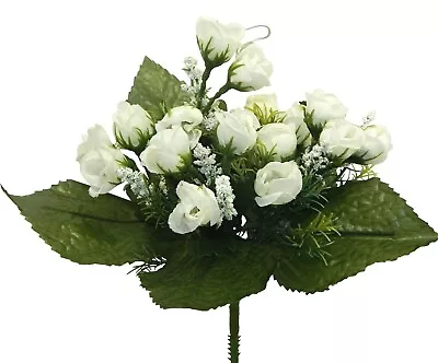 21 Cream 1  Mini Roses Bouquet Artificial Silk Wedding Flowers Fake Faux Bush • $1.80