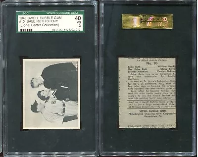 1948 Swell Bubble Gum Babe Ruth Story #10 ~~ SGC 40 3 ~~ Lionel Carter & Miscut! • $189.99