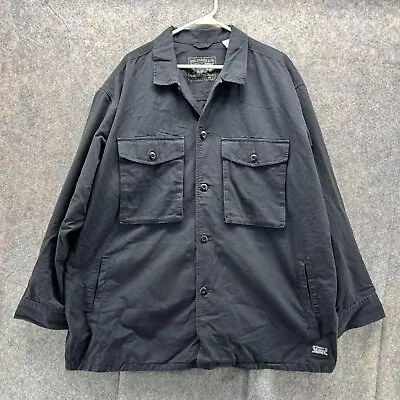 Levi's Jacket Men Large Black Button Down Overshirt Pockets Masonic Canvas Vtg • $32.88