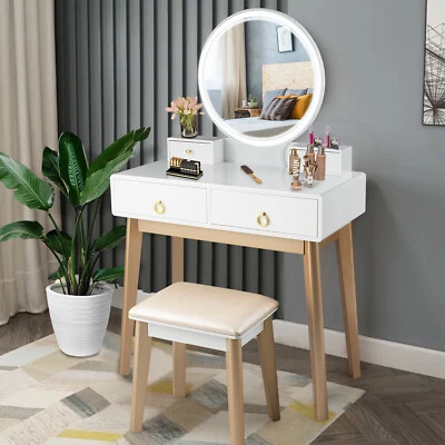 $239.95 • Buy Giantex Dressing Table Stool Set W/ Makeup Mirror Jewelry Storage Drawers Modern