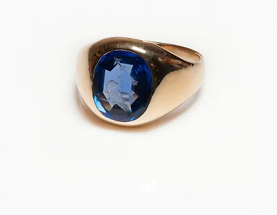 Antique No Heat Burma Sapphire Intaglio 18K Gold Men's Ring • $30950