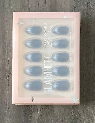 Glamnetic Press On Nails Baby Blues Short Almond Velvet Metallic Finish • $15.25