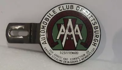 AAA Club Of Pittsburgh Enamel License Plate Side Topper Metal Or USA • $129