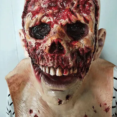 Creepy Scary Melting Face Zombie Latex Mask Horror Halloween Costume Party Props • $18.49