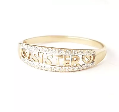 Solid 9ct Gold Chip Diamond Sister Ring. Hearts. Slim Fine Ring. Size O 1/2. 375 • $149