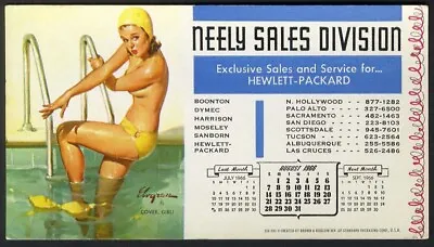 ELVGREN Pin Up Blotter 1966 Calendar COVER GIRL Losing Top Of Bathing Suit • $9.95