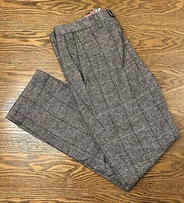 Paisley & Grey Men’s Grey Windowpane Plaid Wool Blend Slim Fit Pants 32x32 • $30