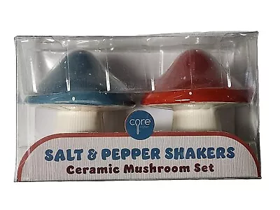 (Set Of 2) Ceramic 3  Mushroom Salt & Pepper Shakers Core Kitchen • $17.99