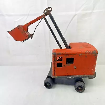 1955 MARX Lumar Power Steam Shovel 14  Crane Orange Steel Construction Toy USA • $59.99