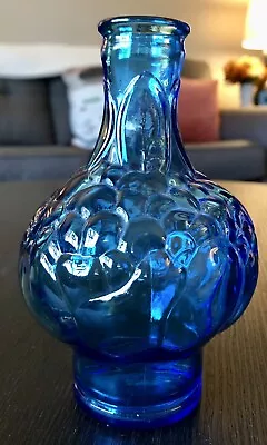 Vtg Beautiful Blue Glass Wheaton Bottle Millville NJ Fruit Design 6” Tall • $5