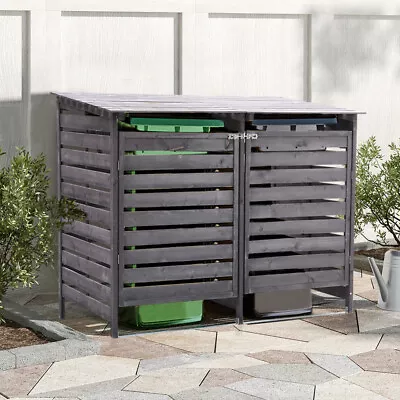 Double Triple Wheelie Bin Store Wooden Storage Shed Dustbin Cover Rubbish Stores • £165.95