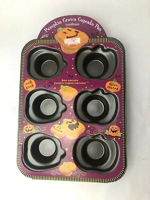 Pumpkin Cupcake Baking Pan Halloween Fall Thanksgiving Crown Nonstick 6 NEW • $14.99