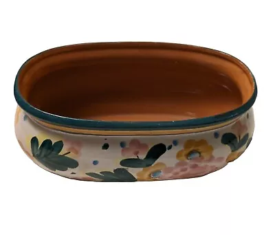 Traditional Floral Mexican Pottery Terracotta Handcrafted Clay PLANTER 9  Across • $19