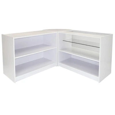 £499.99 • Buy Retail Counters Shop White Shelves Storage Display Cabinet Showcase Glass Draco