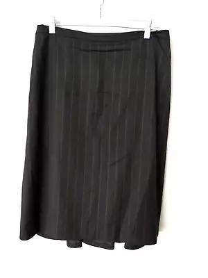 J Crew Wool Pencil Skirt W Back Hemline Pleats Lined Black Stripe Size 10 #14774 • $12.80