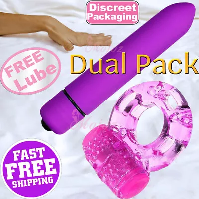 Bullet G-Spot Vibrator + Vibrating Cock Ring Erection Aid Vibe Couples Sex Toy • $16.95