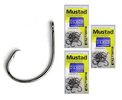 3 Packs Of Mustad 39951NPBLN Demon Circle Light Chemically Sharp Fishing Hooks • $19.99