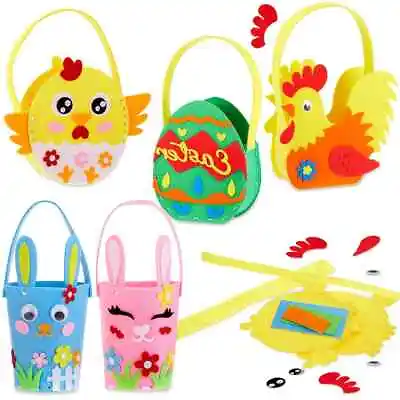 £14.99 • Buy 5 Pack Felt Easter Bucket With Handle Treat Basket For Egg Hunt Party Crafts DIY