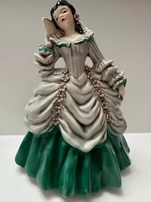 Florence Ceramics Pasadena California AMELIA Lady In Green & Gray 8  Figurine • $29