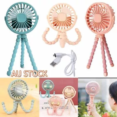 $17.98 • Buy Octopus USB Fan Flexible Clip-on Mini Fan LED Handheld Fans For Baby Stroller AU