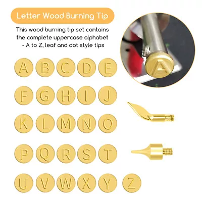 28pcs Carving Craft Alphabet Branding Easy Install Letter Wood Burning Tip Kit • $17.95